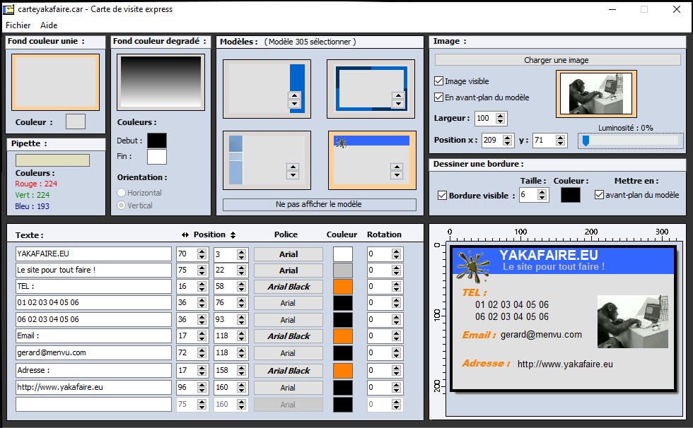 CARTE DE VISITE EXPRESS LOGICIEL GRATUIT WINDOWS