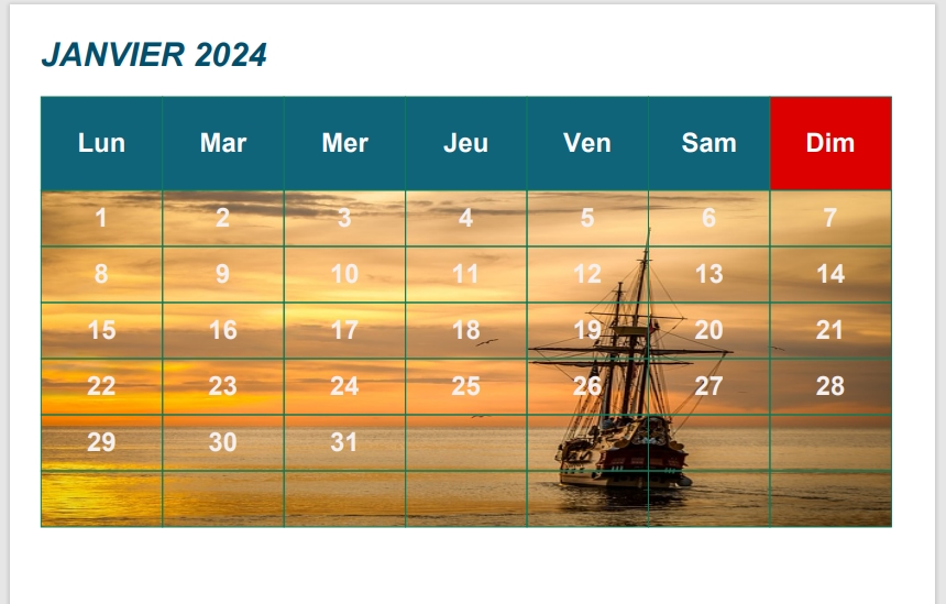 Créer calendrier annuel
